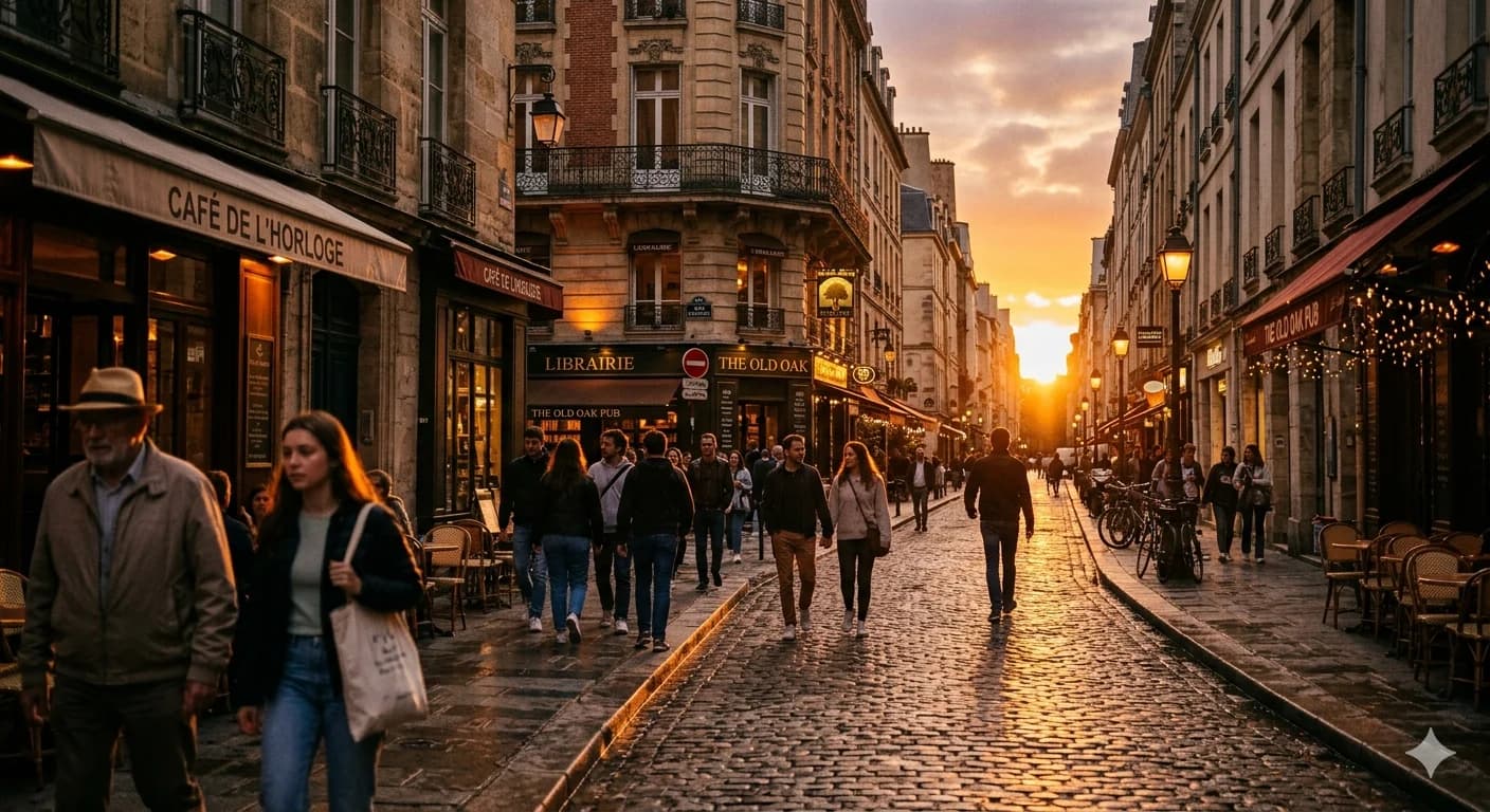 Basic prompt: city street at golden hour