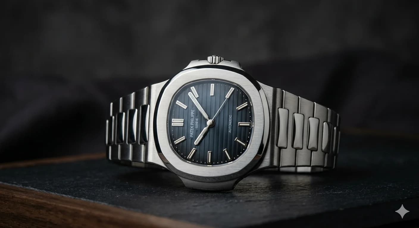 Basic prompt result: luxury watch on a plain dark surface